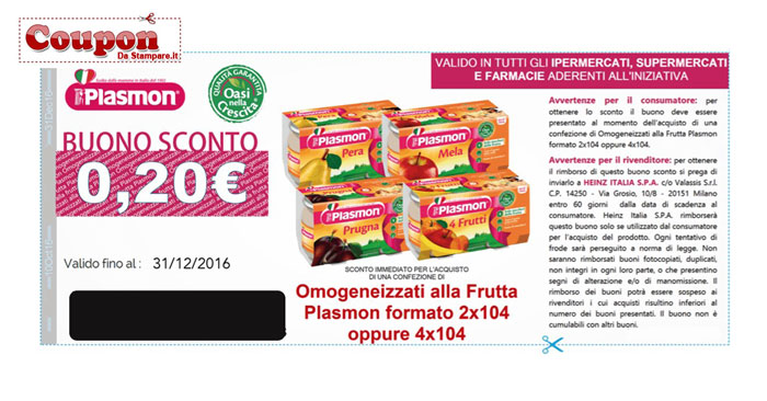 Plasmon Stampa Il Buono Sconto Gratuito Coupon Da Stampare E Buoni