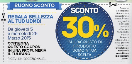 Buono sconto sul volantino il Tulipano per la festa del papà