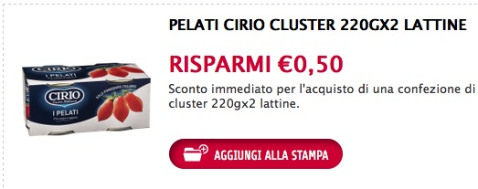Coupon da stampare pelati Cirio