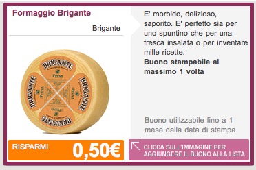 Formaggio Brigante coupon sconto