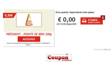 buono sconto president formaggi