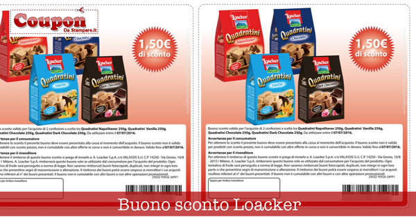 Buono sconto Loacker da stampare