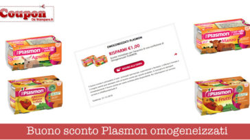 Buono sconto Plasmon omogeneizzati carne e frutta