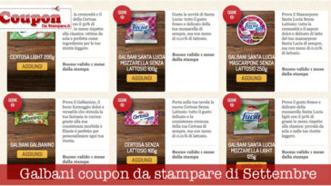 Galbani coupon da stampare di Settembre