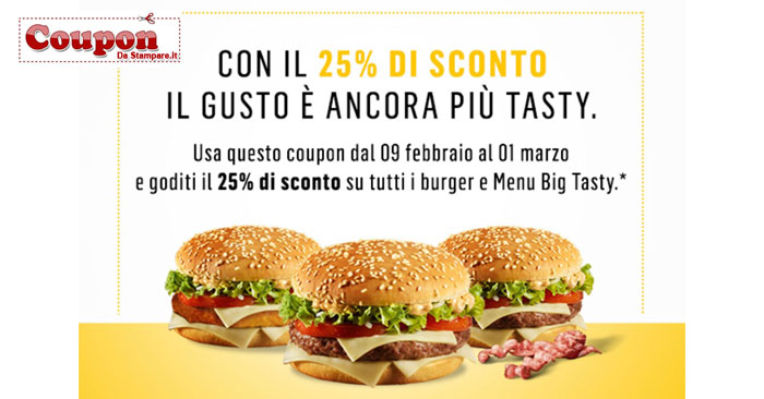 Buono sconto McDonald's panini Tasty