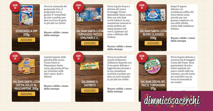 nuovi coupon Galbani da stampare